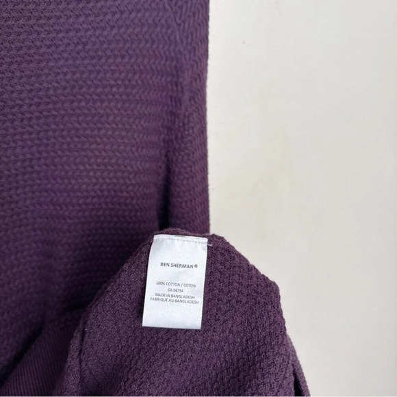 Ben  Sherman Mens Large Crew Neck Textured Cotton Purple Pullover - Picture 10 of 14